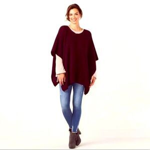 NWT Lauren Conrad LC Plum Open Poncho Criss Cross Back Deep burgundy OSFM